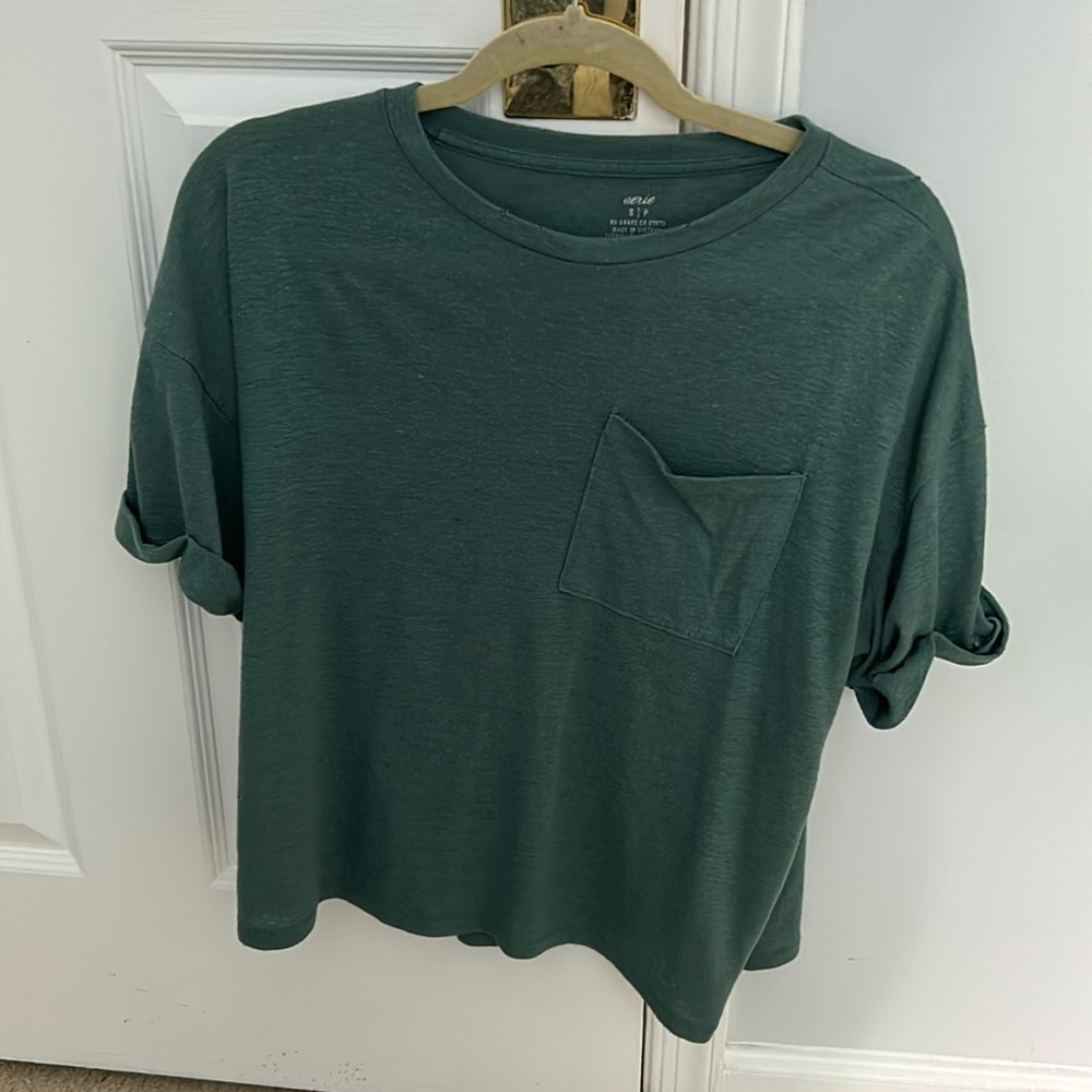 Green casual top - aerie - size small